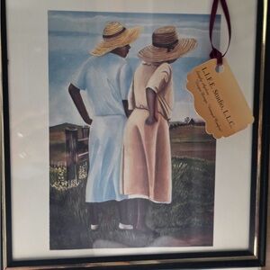 Framed Art Print with Two Figures in Hats